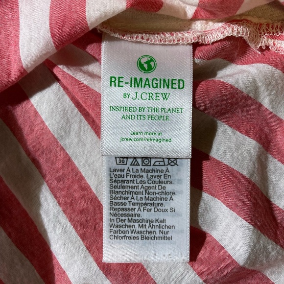 J. Crew - Coral/White Striped High Low Relaxed Fit Button Up Top - XXS - Picture 7 of 9